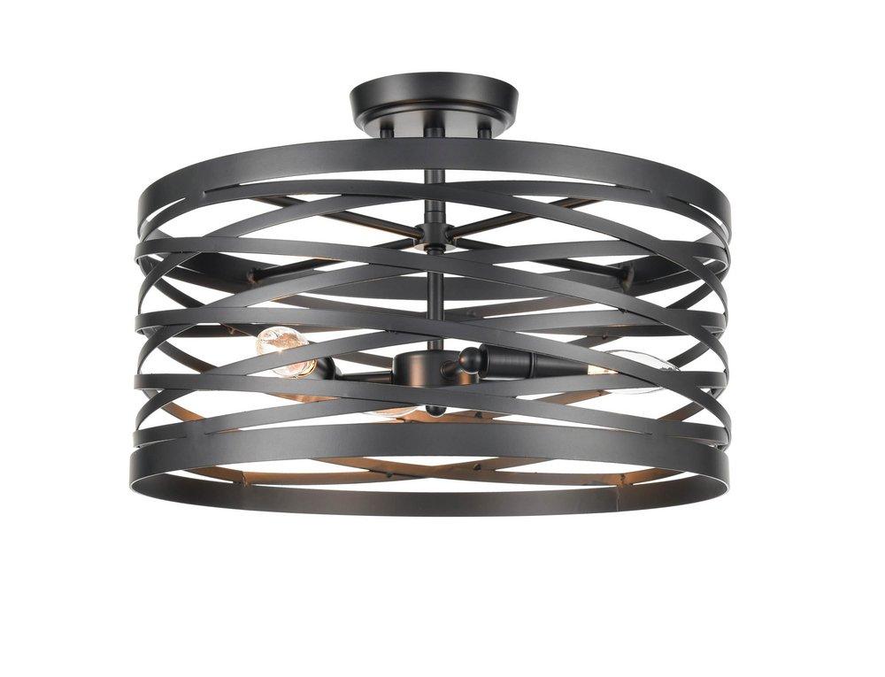 Millennium Lighting Matte Black 3-Light Semi-Flush Mount Ceiling Light 