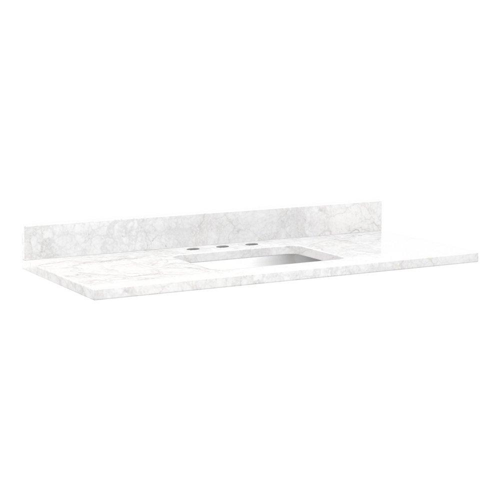 Signature Hardware Carrara White 49 x 22 x 1-3/16 in. 1 Bowl Marble Vanity Top 