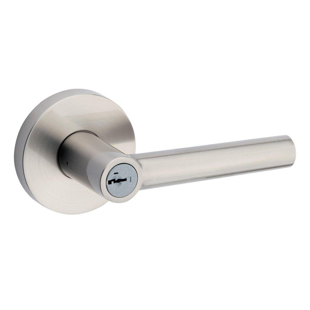 Round Keyed Entry Lever With Smarkey Security in Satin Nickel 