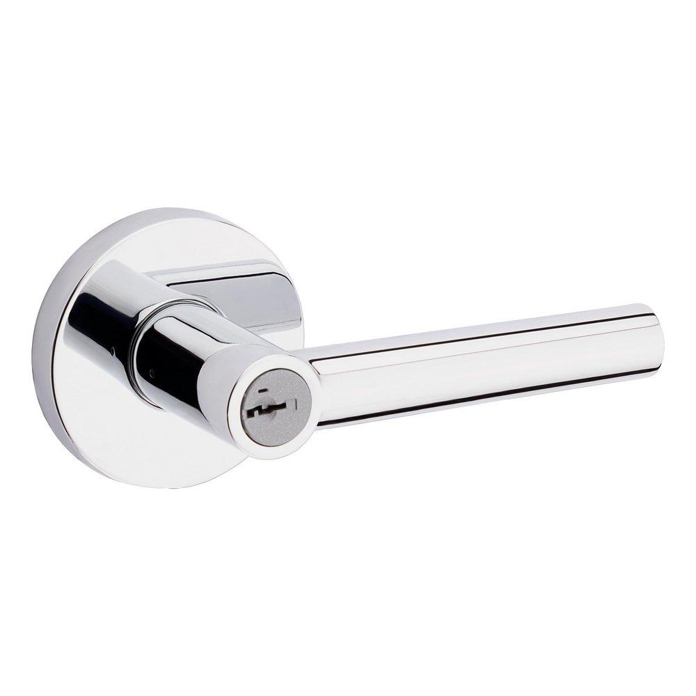 Round Keyed Entry Lever With Smarkey Security in Polished Chrome 