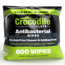 Crocodile Cloth&reg; White Antibacterial Wipes (Case of 2 Packs, Pack of 800) 