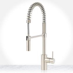 Single Handle Pull Down Kitchen Faucet in Stainless Steel