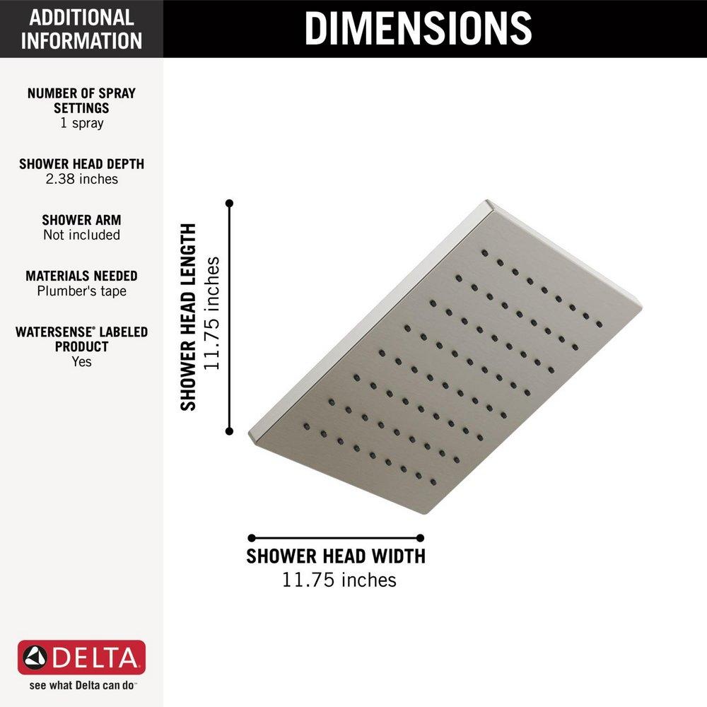Delta Faucet Lumicoat Stainless Single Function Soft Rain Spray Showerhead 