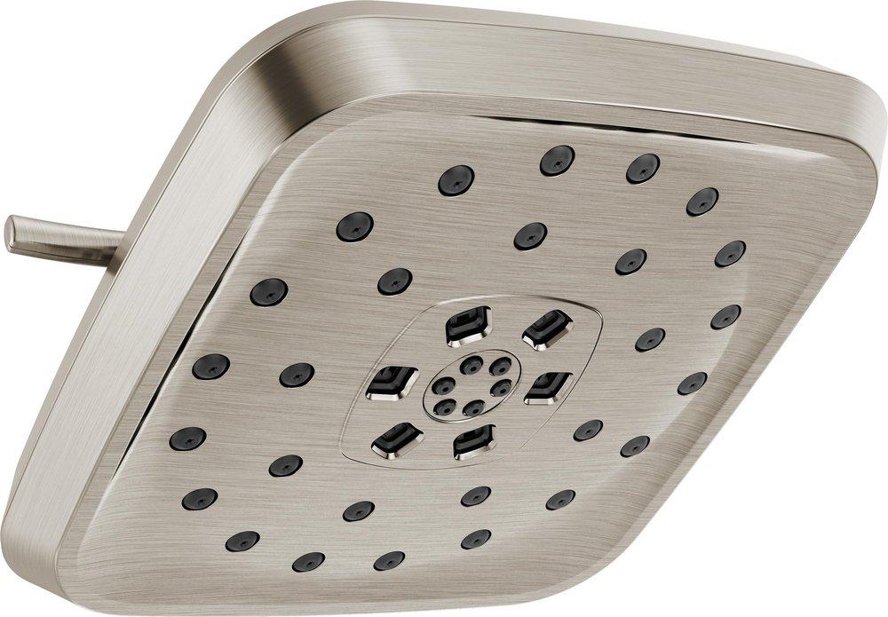 CCY 1.75 GPM UNIV SHOWERING COMPONENTS H2OKINETIC 4-SETTING SHOWER HEAD WITH ULTRASOAK LUMICOAT STAINLESS 