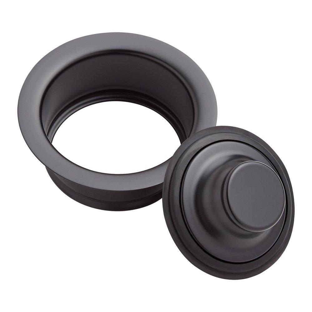 Signature Hardware Matte Black Brass Disposer Flange & Stopper 
