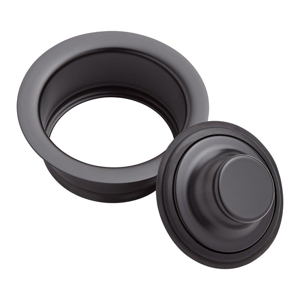 Signature Hardware Matte Black Brass Disposer Flange & Stopper 
