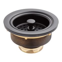 3 1/2 in. Brass Basket Strainer with Lift Stopper in Matte Black