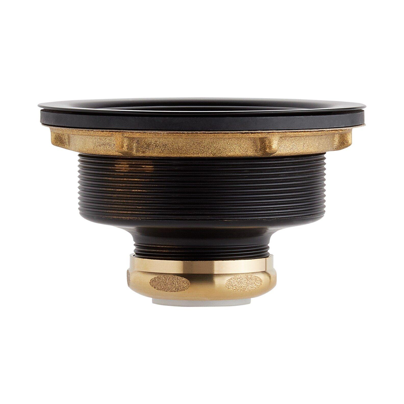 Signature Hardware Matte Black 3 1/2 in. Brass Basket Strainer with Lift Stopper 
