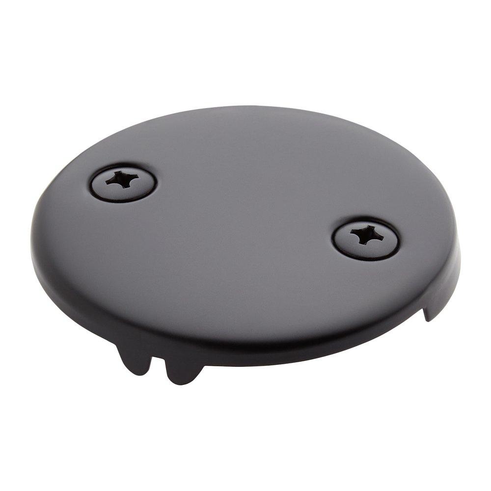 Signature Hardware Matte Black 3-3/16 in. Solid Brass Overflow Plate and Screw 