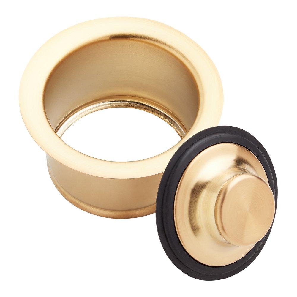Signature Hardware Brushed Gold Brass Disposer Flange & Stopper 