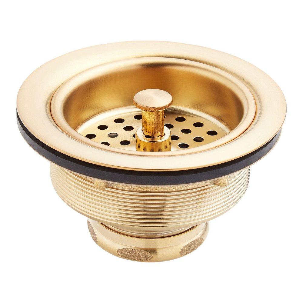 Signature Hardware Brushed Gold Solid Brass Basket Strainer 