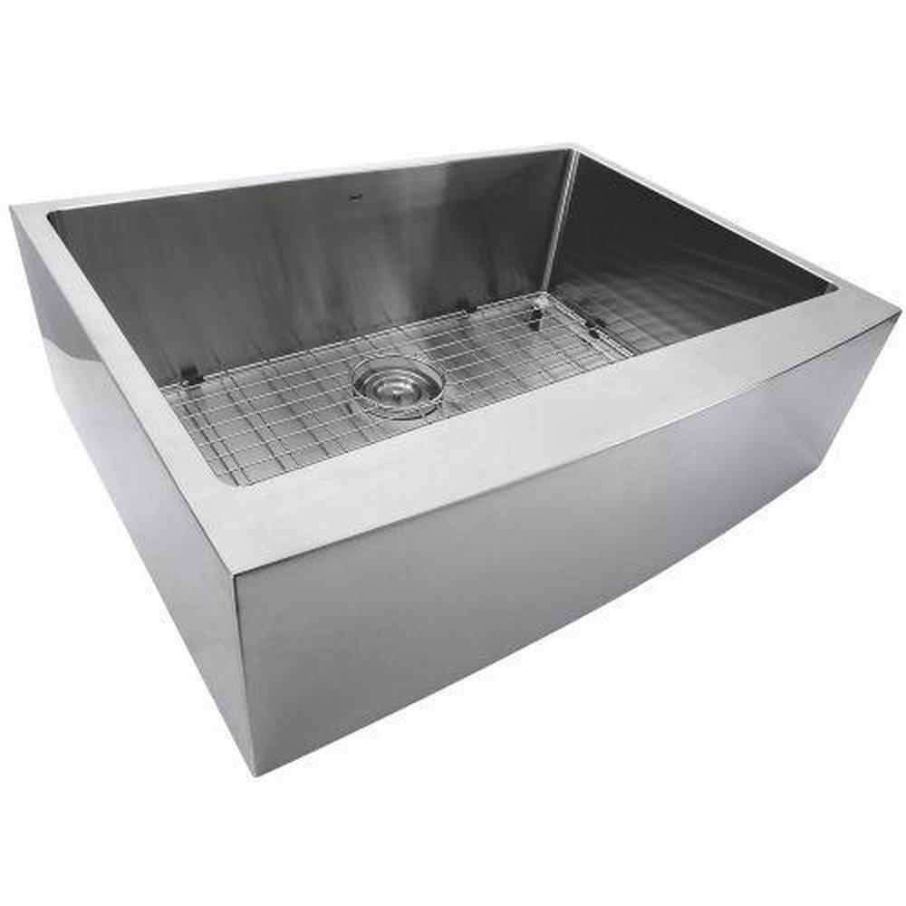 NANTUCKET SINKS APRON302010SR-16 - 30 INCH PRO SERIES SINGLE BOWL FARMHOUSE APRON FRONT STAINLESS STEEL KITCHEN SINK 