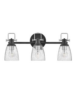 100W 3-Light Medium E-26 Vanity Fixture in Black with Chrome