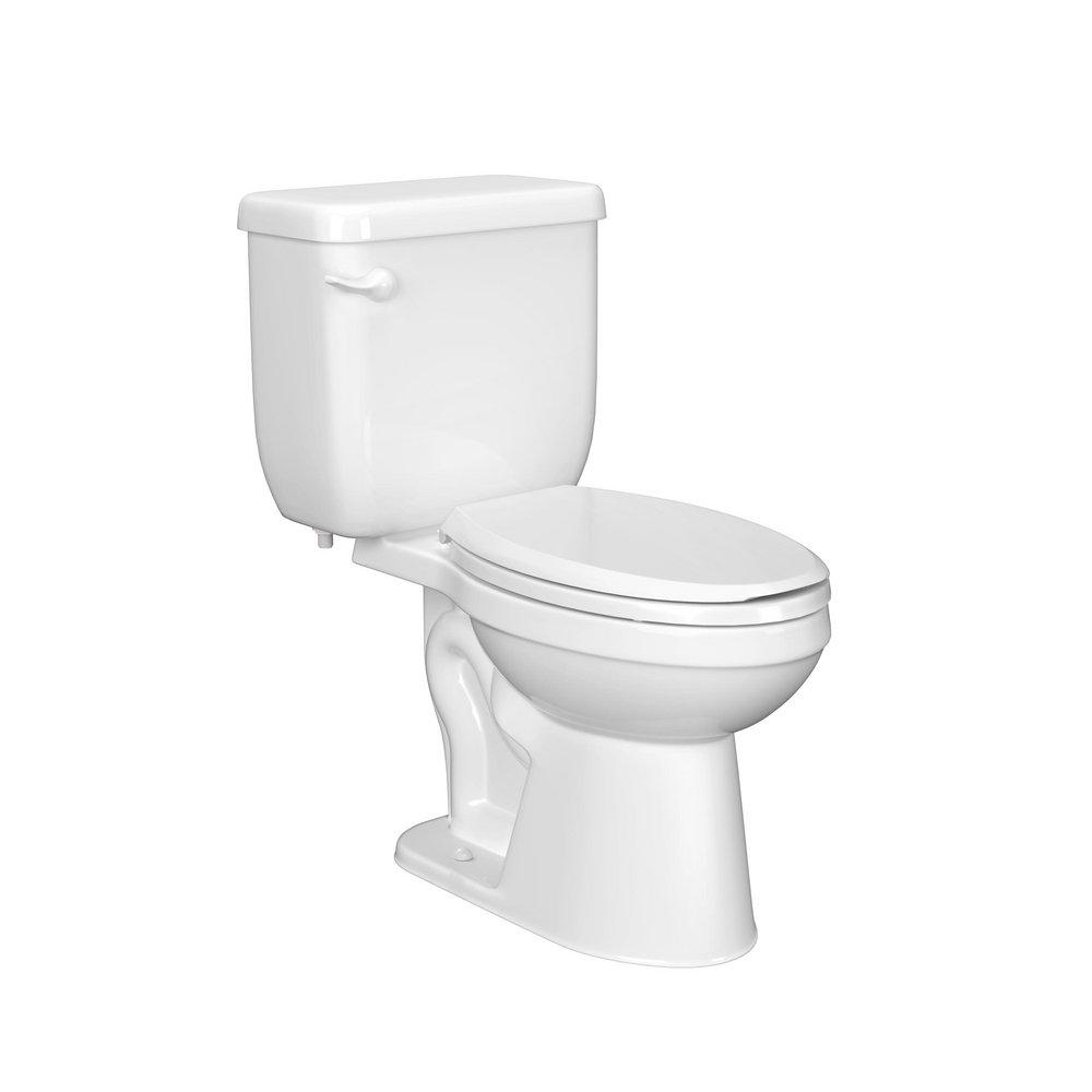 1.28 gpf Round Two Piece Toilet in White with White Lever 