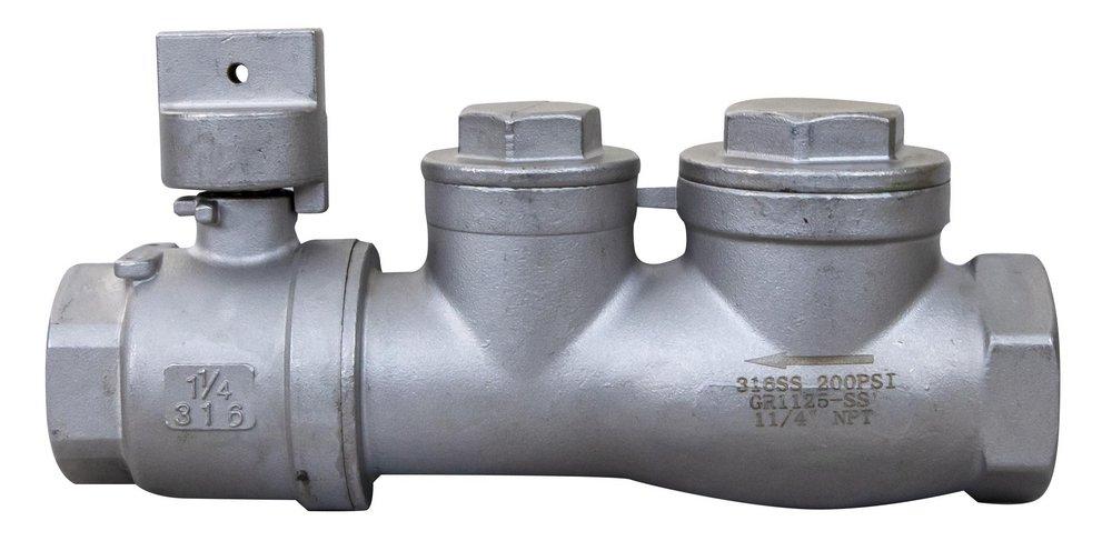CURB STOP/SWING CHECK VALVE ASSEMBLY 316 STAINLESS STEEL 1-1/4 FNPT 