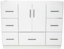 SLAB 42 IN W X 21 IN D X 34.5 IN H SIMPLICITY VANITY CENTER BASIN WITH SIDE DRAWERS IN SATIN WHITE 