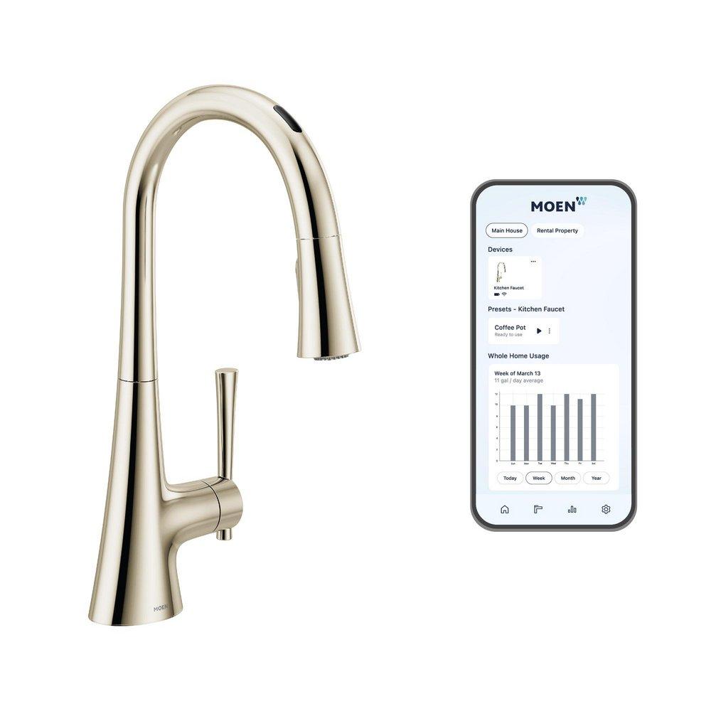Moen Polished Nickel Single Handle Pull Down Kitchen Faucet 