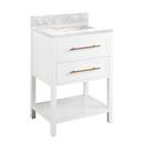 24 in. Floor Mount Vanity in Bright White with Carrara Marble