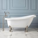 67 x 29 in. Freestanding Bathtub End Drain in White with Polished Brass Clawfoot