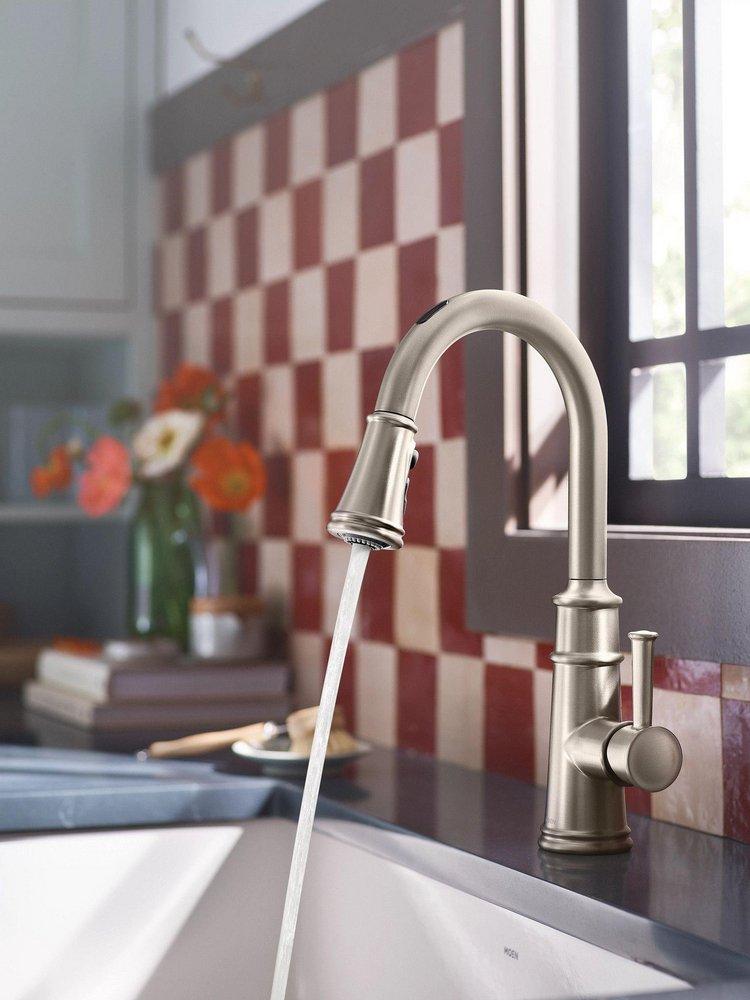 Moen Spot Resist Stainless Single Handle Pull Down Touchless Kitchen Faucet with Voice Activation 