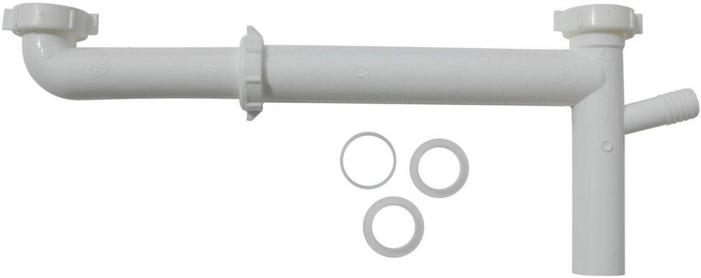 1-1/2'' &times; 16'' Plastic Telescopic Waste with 1/2'' Dishwasher Branch & Poly Washers 
