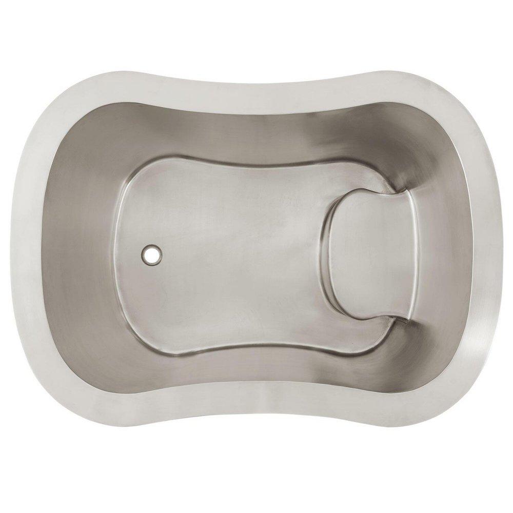 Signature Hardware Stainless Steel 49 x 34-1/2 in. Japanese Soaking Air Tub in Stainless Steel with Foam 
