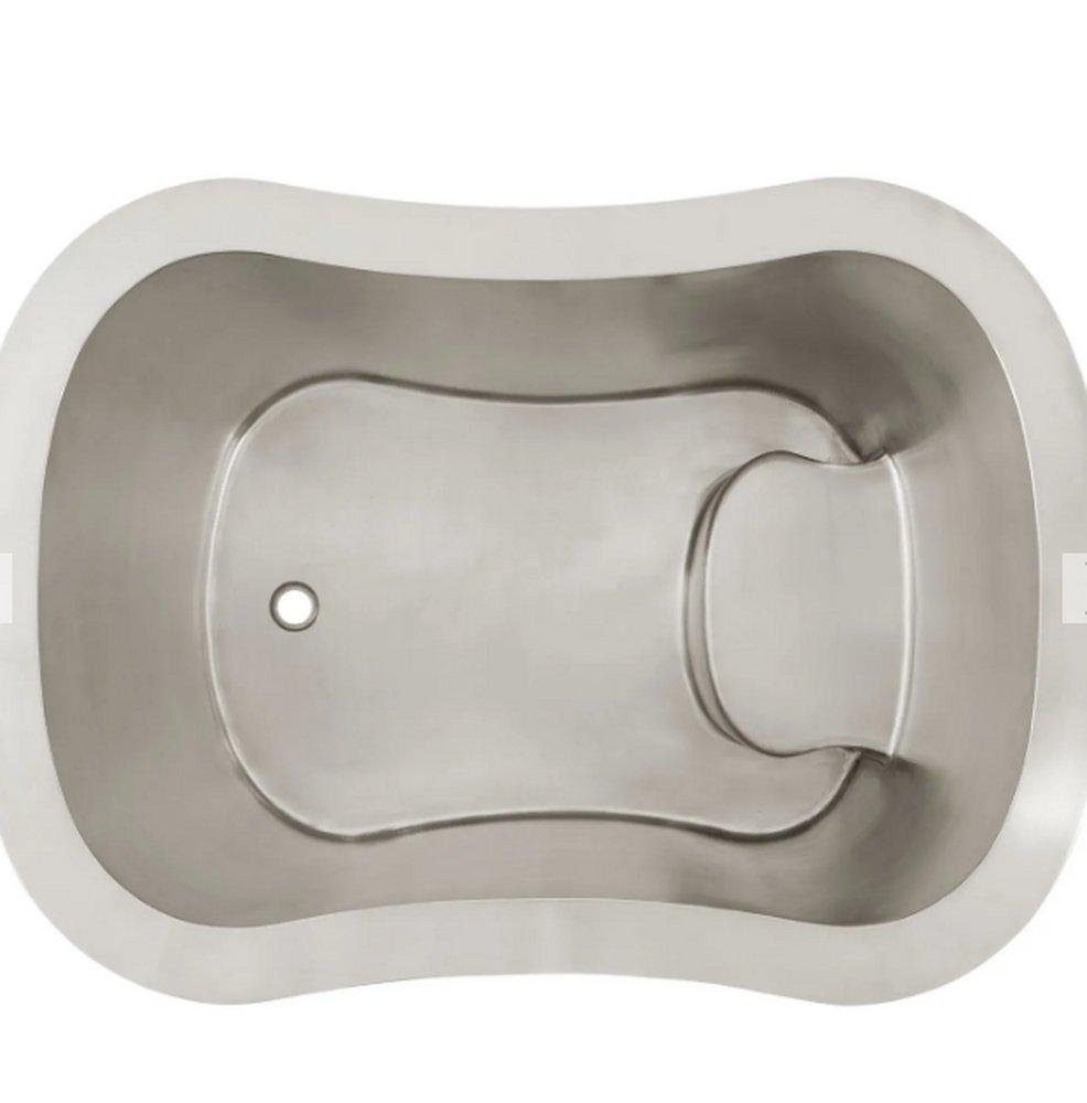 Signature Hardware Stainless Steel 49 x 34-1/2 in. Japanese Soaking Air Tub in Stainless Steel with Foam 
