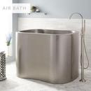 Signature Hardware Stainless Steel 49 x 34-1/2 in. Japanese Soaking Air Tub in Stainless Steel 