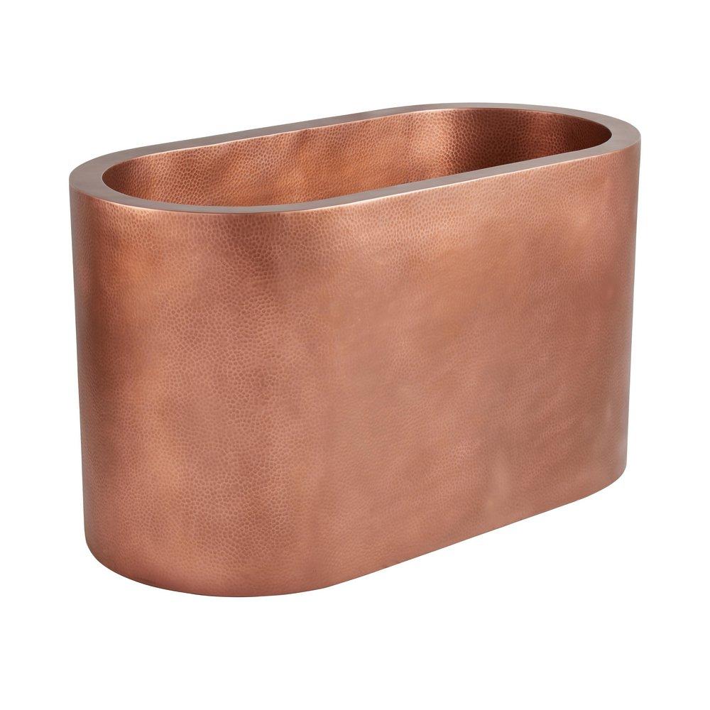 Signature Hardware Antique Copper Patina 60 x 30 in. Double Wall Copper Soaking Air Tub 