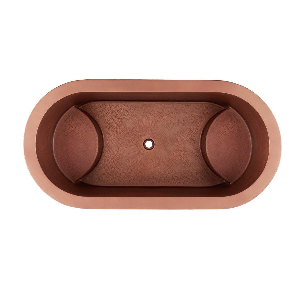Signature Hardware Antique Copper Patina 60 x 30 in. Double Wall Copper Soaking Air Tub 