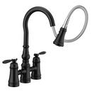 Two Handle Bridge Pull Down Kitchen Faucet in Wrought Iron 