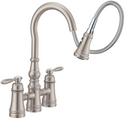 Two Handle Bridge Pull Down Kitchen Faucet in Spot Resist Stainless 