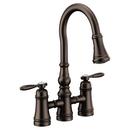 Two Handle Bridge Pull Down Kitchen Faucet in Oil Rubbed Bronze 