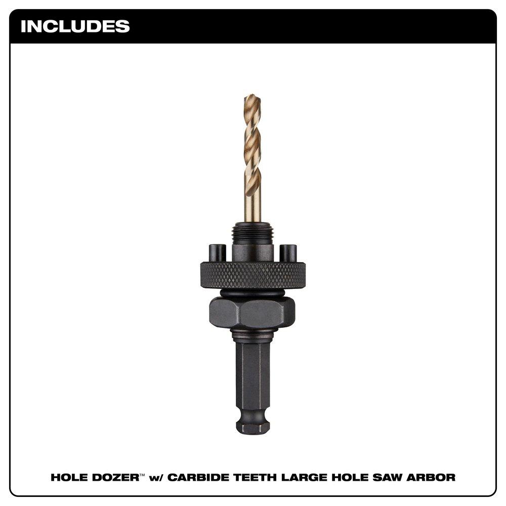 HOLE DOZER WITH CARBIDE TEETH LARGE ARBOR WITH COBALT PILOT BIT 
