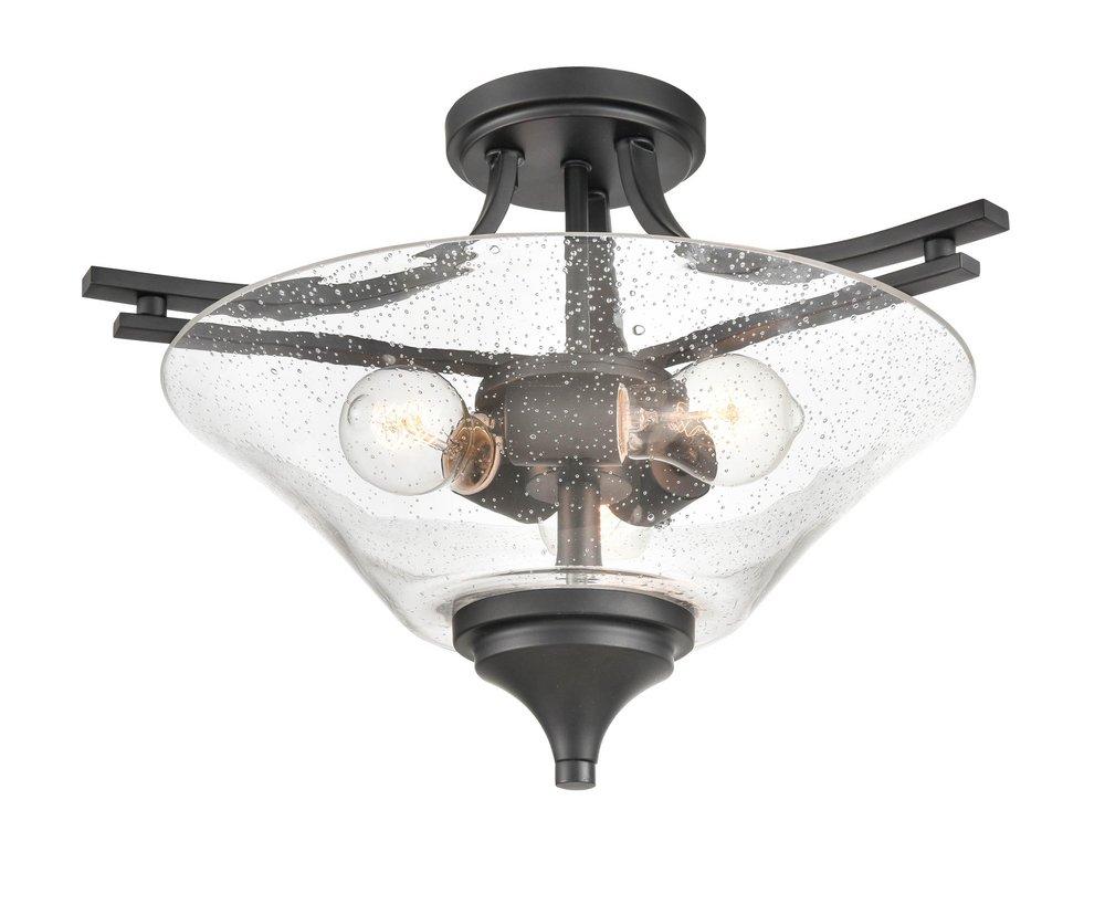Millennium Lighting Matte Black 3-Light Semi-Flush Mount Ceiling Light 
