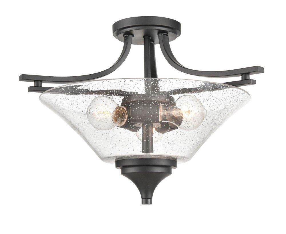 Millennium Lighting Matte Black 3-Light Semi-Flush Mount Ceiling Light 