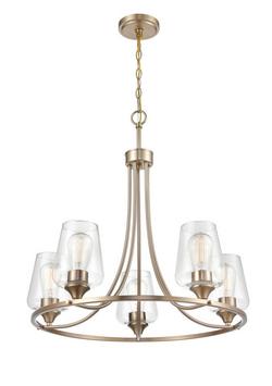 5-Light Chandelier Ceiling Light in Modern Gold