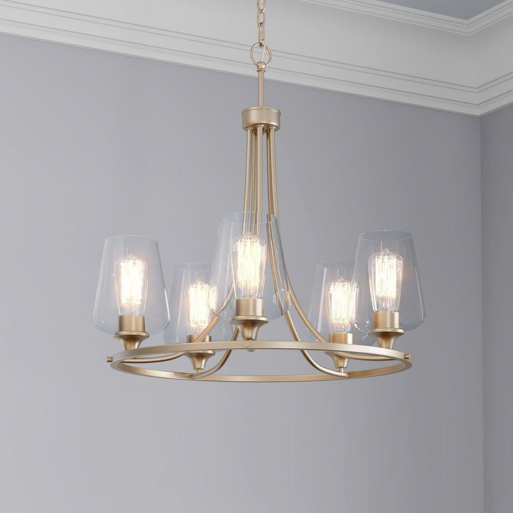 Millennium Lighting Modern Gold 25 x 25 in. 100W 5-Light 1-Tier Medium Up Lighting Traditional E-26 Chandelier 