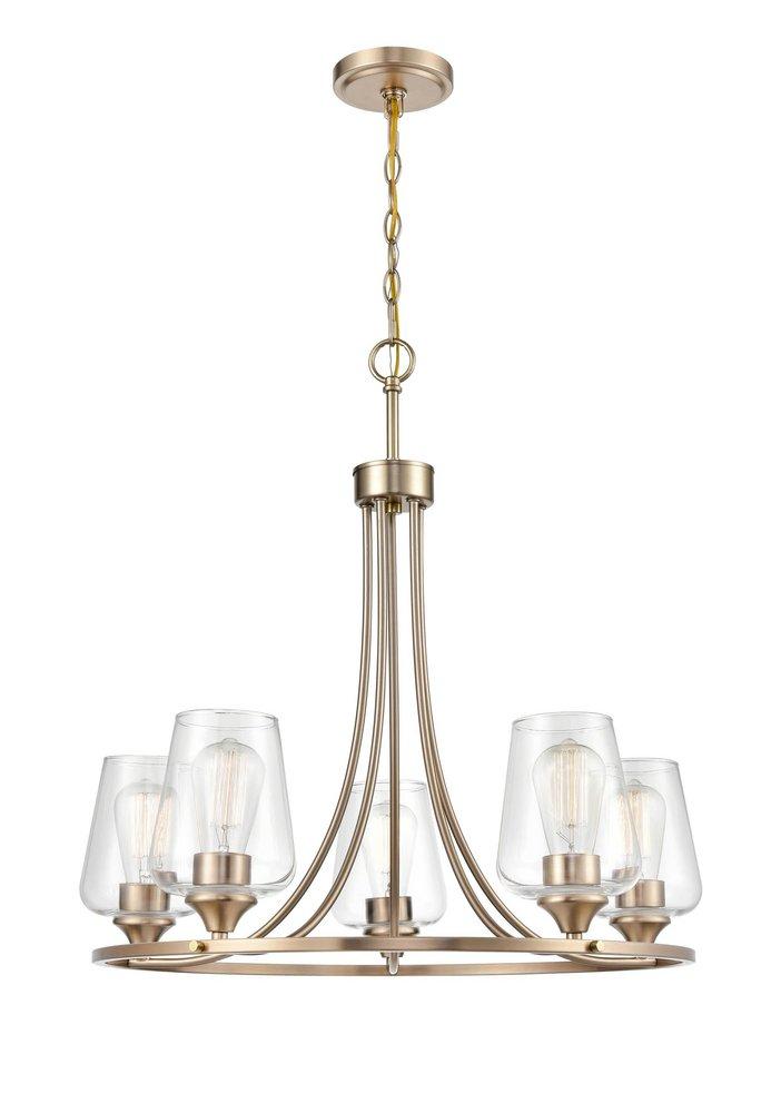 Millennium Lighting Modern Gold 25 x 25 in. 100W 5-Light 1-Tier Medium Up Lighting Traditional Chandelier 