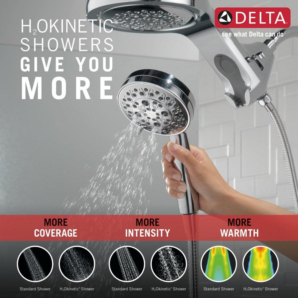 HydroRain® H2Okinetic® 5-Setting Two-in-One Shower Head in Lumicoat® Chrome 