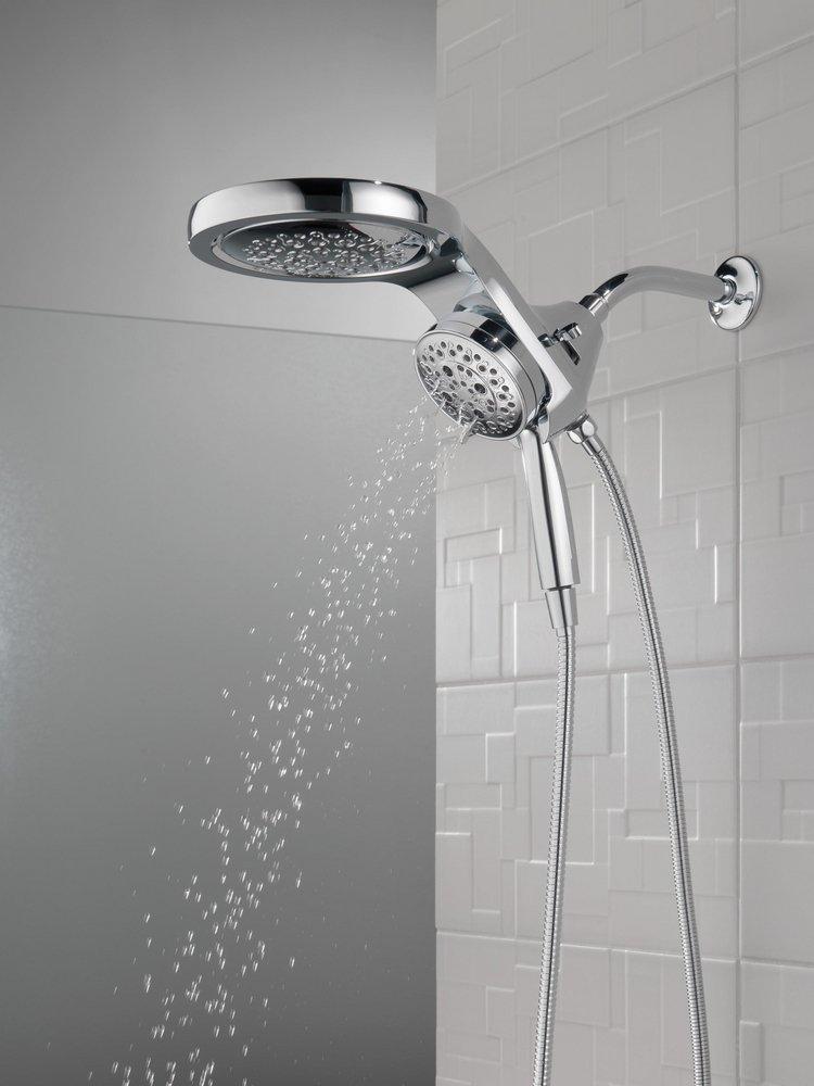 HydroRain® H2Okinetic® 5-Setting Two-in-One Shower Head in Lumicoat® Chrome 