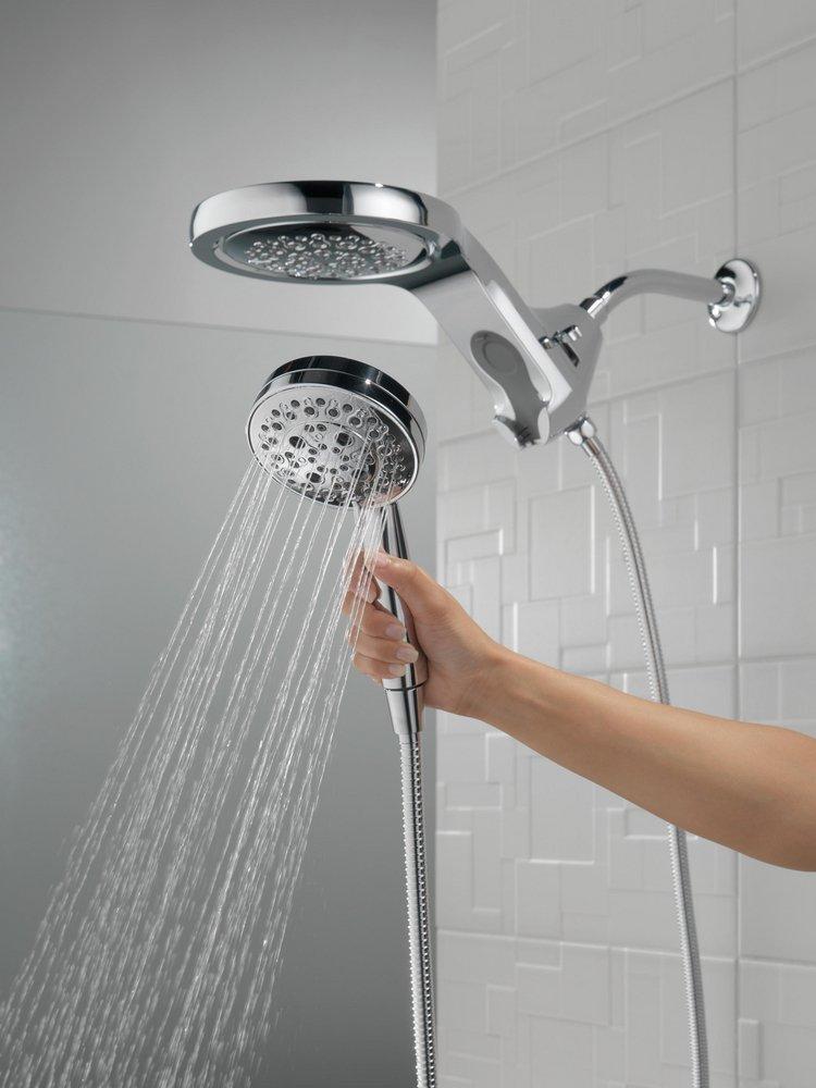 HydroRain® H2Okinetic® 5-Setting Two-in-One Shower Head in Lumicoat® Chrome 