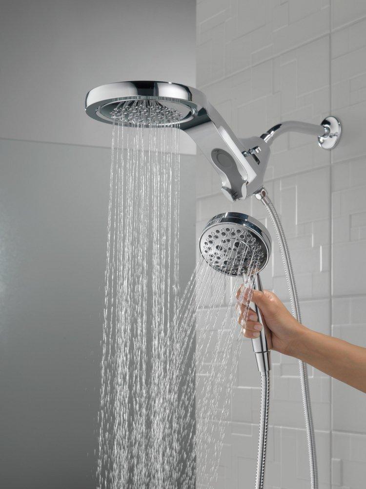 HydroRain® H2Okinetic® 5-Setting Two-in-One Shower Head in Lumicoat® Chrome 