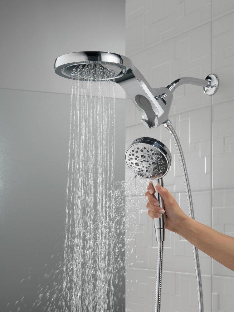 HydroRain® H2Okinetic® 5-Setting Two-in-One Shower Head in Lumicoat® Chrome 