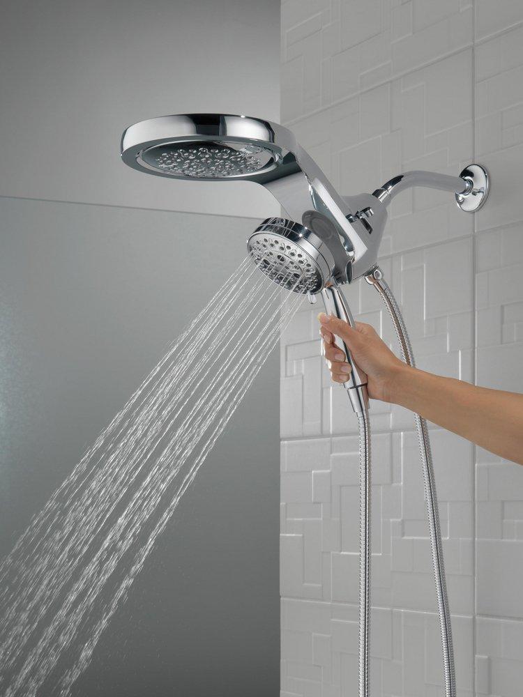HydroRain® H2Okinetic® 5-Setting Two-in-One Shower Head in Lumicoat® Chrome 