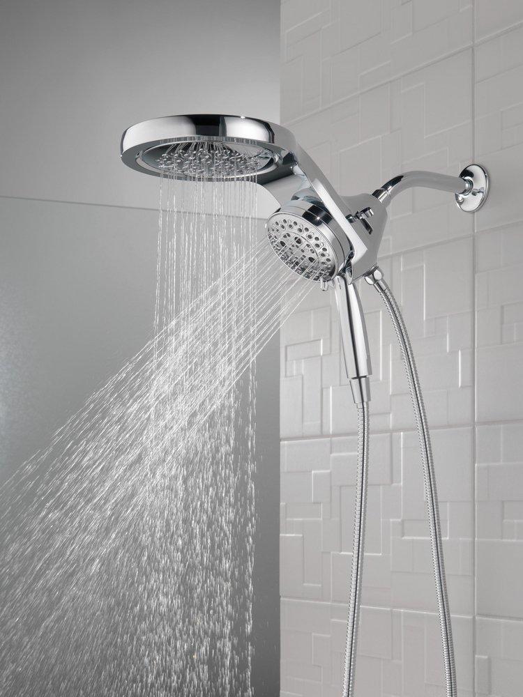 HydroRain&reg; H2Okinetic&reg; 5-Setting Two-in-One Shower Head in Lumicoat&reg; Chrome 