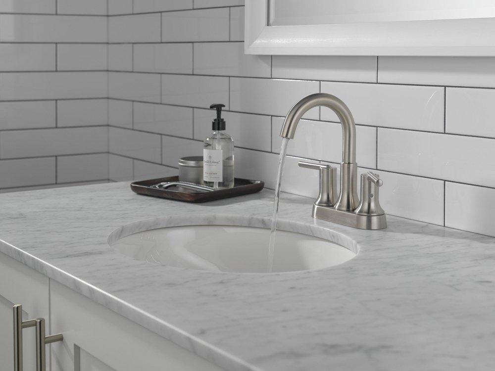Two Handle Centerset Bathroom Sink Faucet in Brilliance&reg; Stainless 