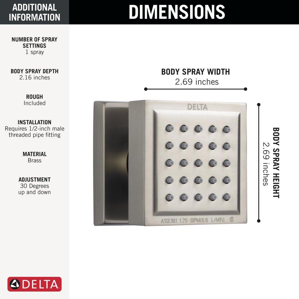 Delta Faucet Lumicoat Stainless Single Function Body Spray 