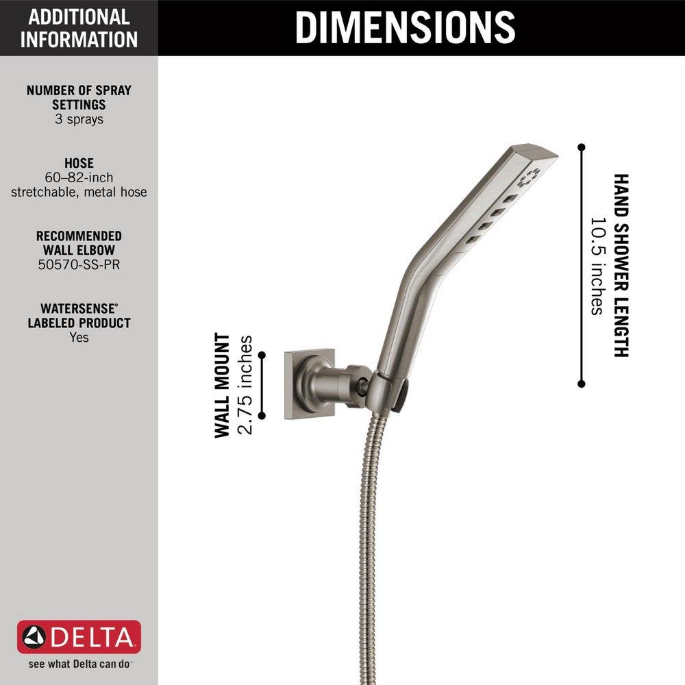 H2Okinetic&reg;3-Setting Wall Mount Hand Shower inLumicoat&reg;Stainless 