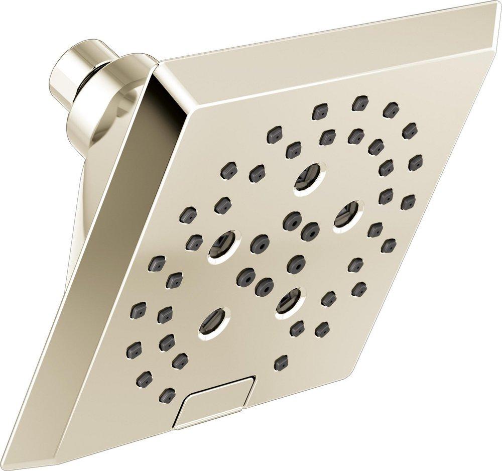 DELTA UNIVERSAL SHOWERING COMPONENTS: H2OKINETIC 5-SETTING ANGULAR MODERN RAINCAN SHOWER HEAD 